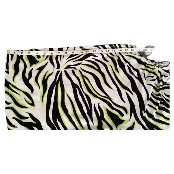 Y2K Women’s Neon White & Black Zebra Print 3/4 Slit Sleeves Off The Shoulder LG - Picture 8 of 16
